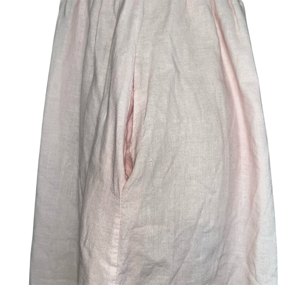 Le Ragazze Linen Blend Maxi Dress Sundress Pink Palm Tree Beach Print Size L - Picture 7 of 14